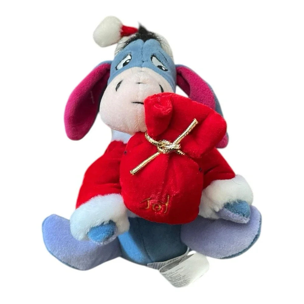 Disney Store Santa Eeyore‎ Mini Bean Bag Plush Winnie The Pooh New Tag 8in Joy
